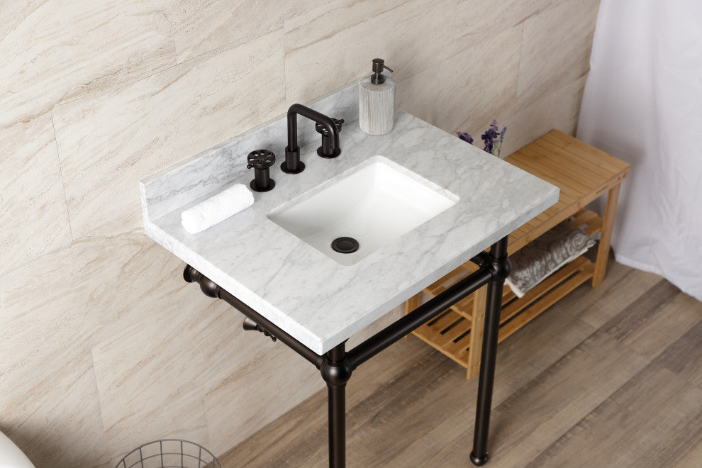 KVBH3022M8SQ5 30" Console Sink with Brass Legs (8-Inch, 3 Hole)