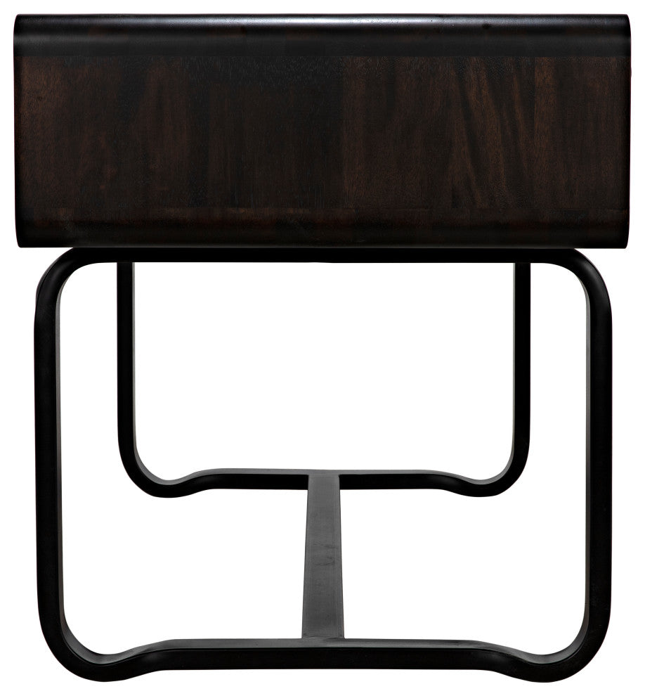 NOIR Furniture - Voltes Desk, Ebony Walnut, Black Metal - GDES185EB