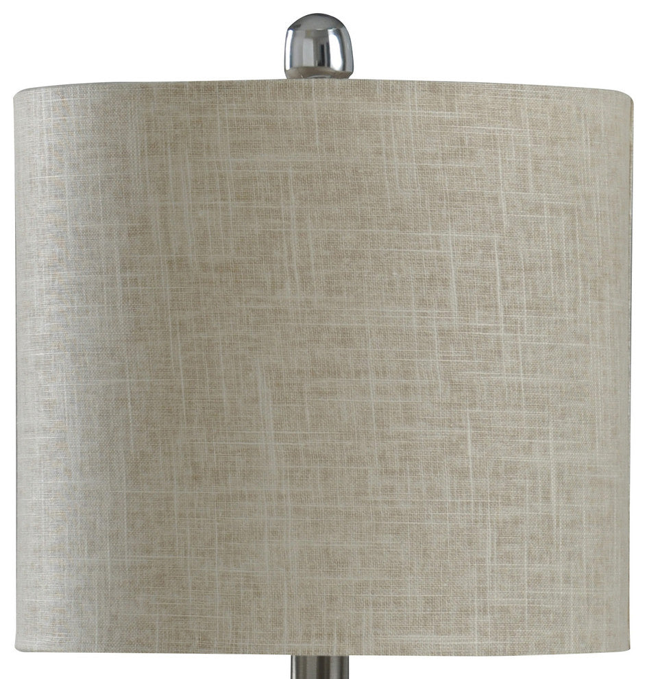 Prova Ceramic Table Lamp, Cream Finish, Beige Hardback Fabric Shade, Gray