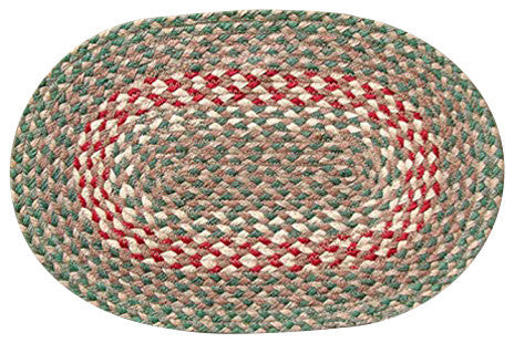 Green/Burgundy Oval Placemat, 13"x19"