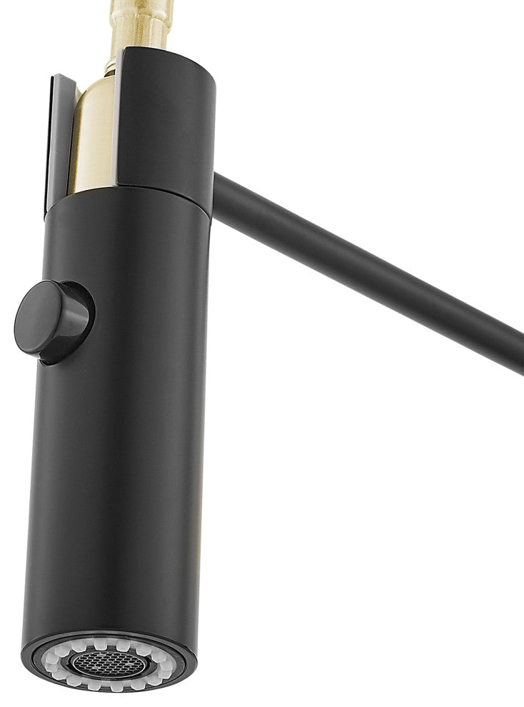 Chalet Single Handle, Pull-Down Kitchen Faucet, Brushed Gold/Black