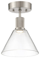 Access Lighting 63146LEDD/CLR Port Nine 8"W LED Semi-Flush - Brushed Steel