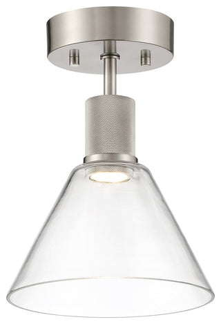 Access Lighting 63146LEDD/CLR Port Nine 8"W LED Semi-Flush - Brushed Steel