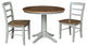 Set of 3 pcs - 36" Round Extension Dining table with 2 RTA chairs