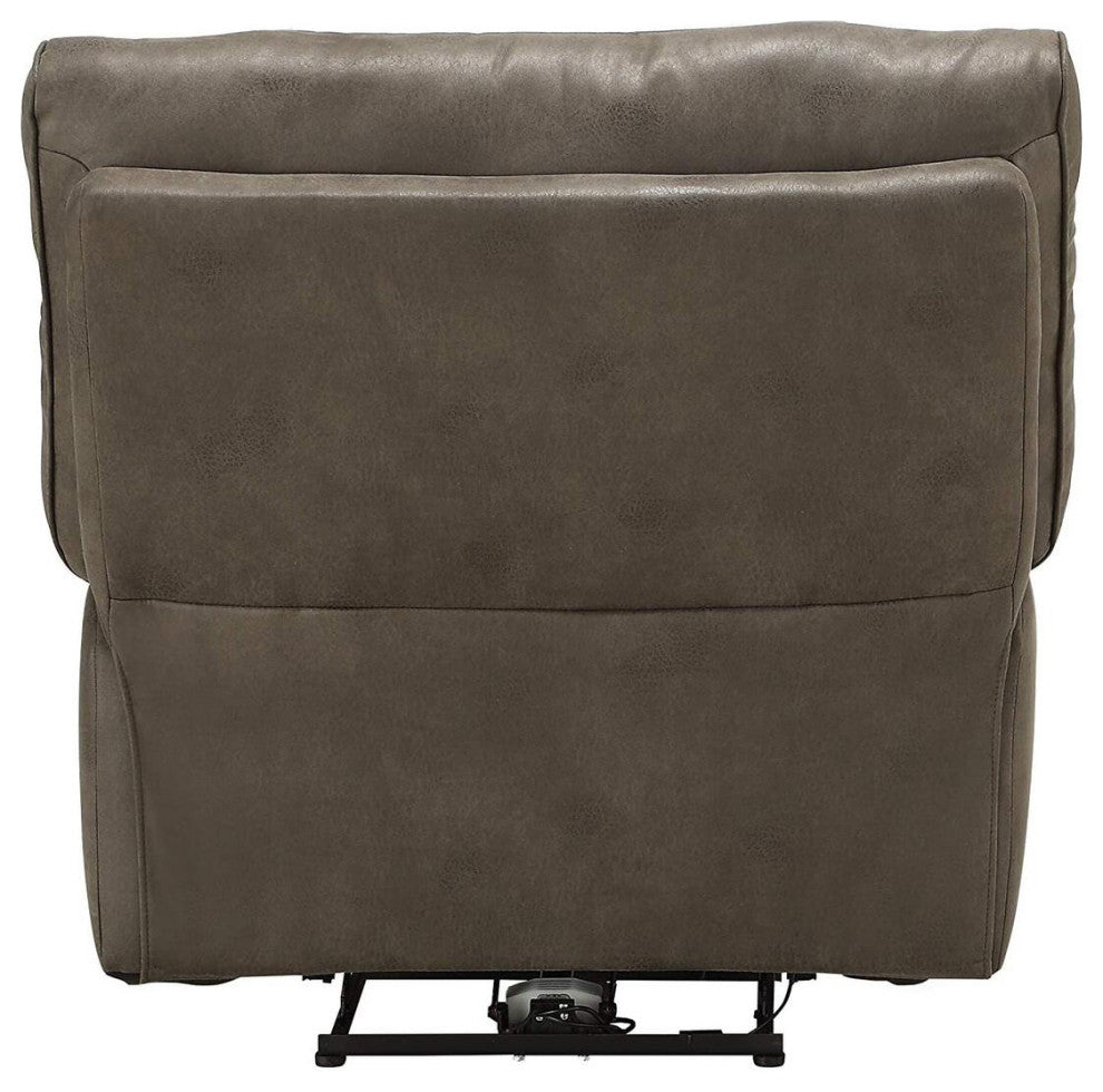 Gray Leather-Aire Power Motion Recliner With USB Port