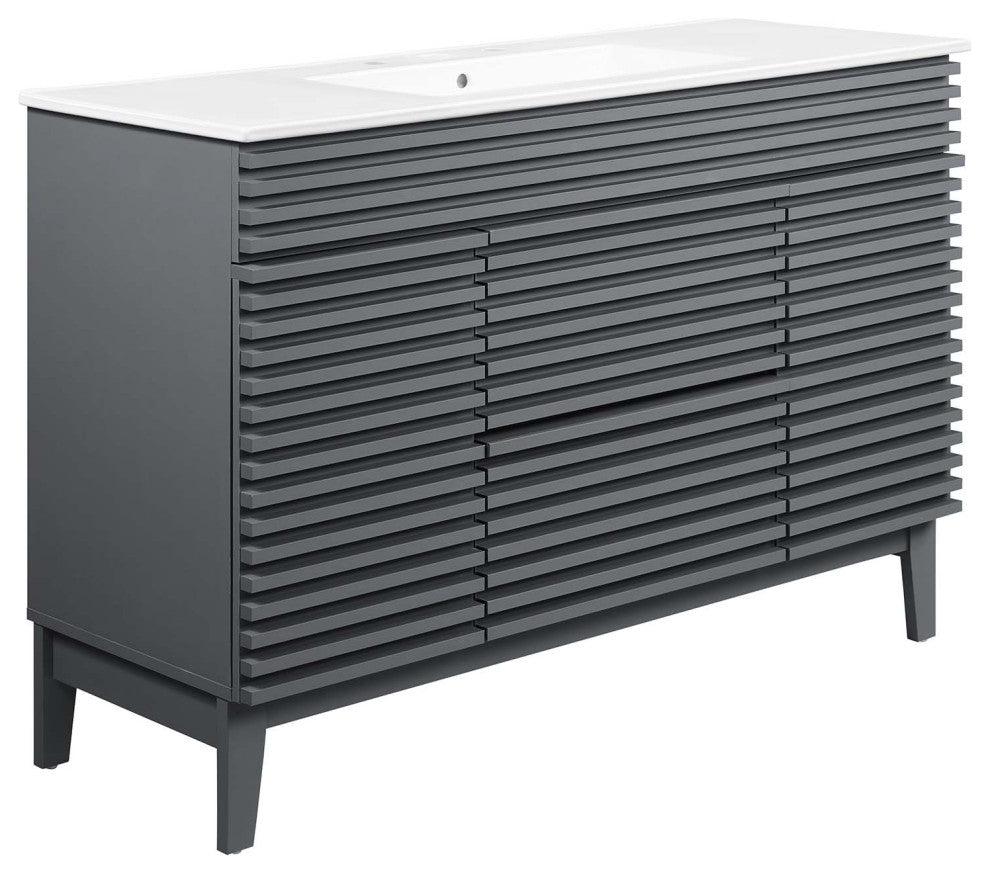 Render 48" Single Sink Bathroom Vanity, Gray White