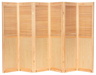 6' Tall Adjustable Shutter Room, Natural, 6 Panel