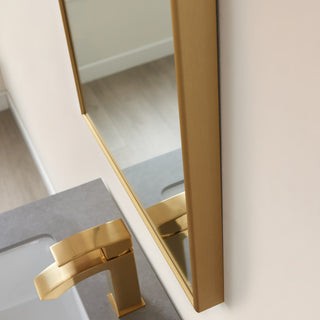 Viella Rectangular Aluminum Wall Mounted Mirror, Brushed Gold, 18"