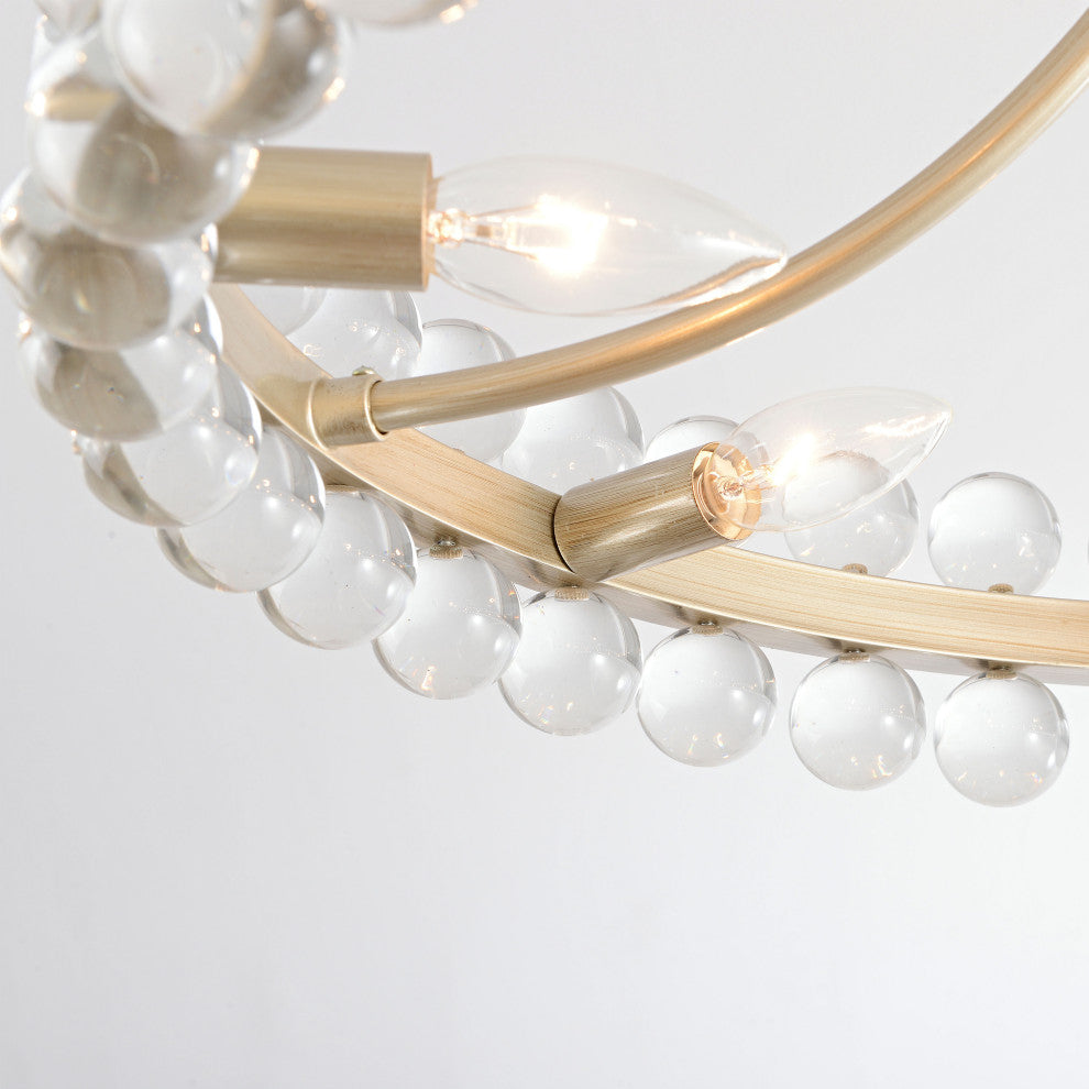 Cervine 8-Light Wagon Wheel Crystal Semi-Flush Mount, Brushed Champagne Silver