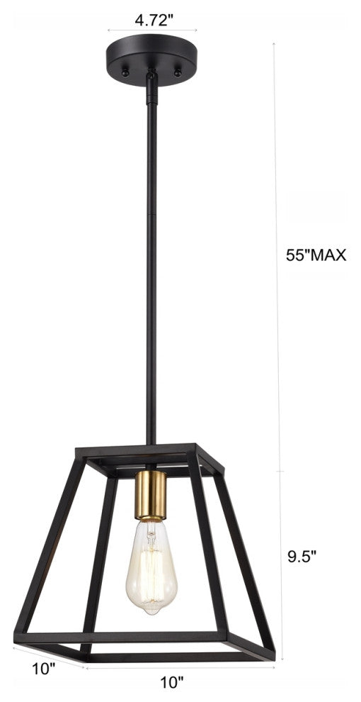CHLOE Ironclad Industrial 1 Light TexturedBlack MiniPendant CeilingFixture 10" W