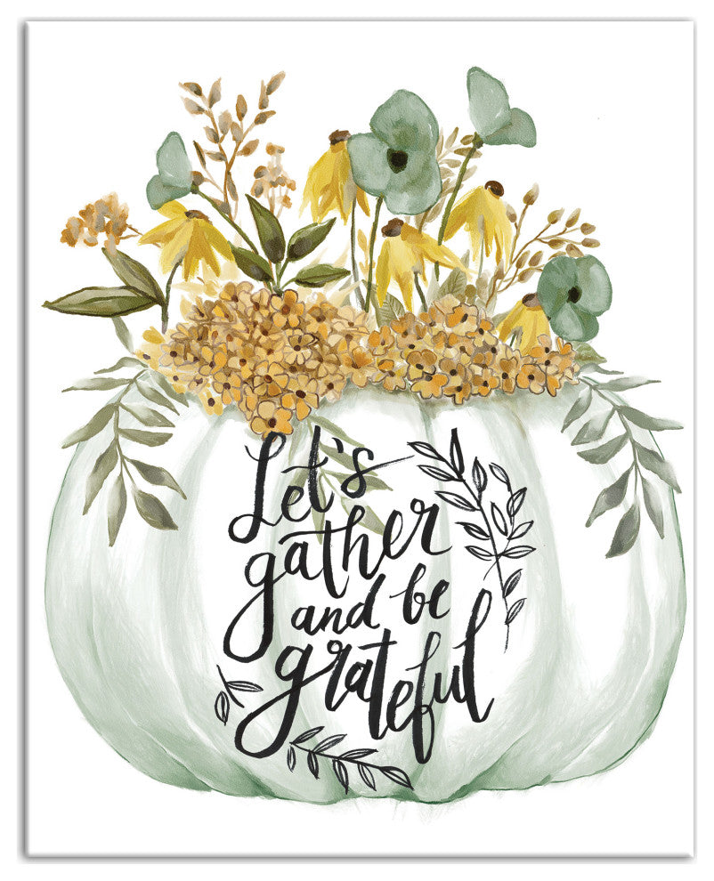 Pumpkin Watercolor Florals 3 16x20 Canvas Wall Art