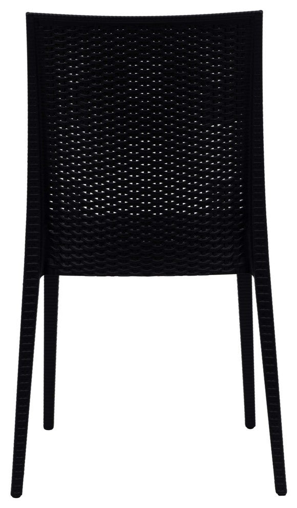Leisuremod Weave Mace Indoor Outdoor Patio Chair, Set of 2, Black
