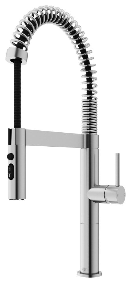 VIGO Edison Pro 20" H Single Handle Pull-Down Sprayer Kitchen Faucet, Stainless Steel