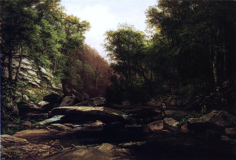 George Hetzel Fishing Near Shade Run Furnace Premium Canvas Print