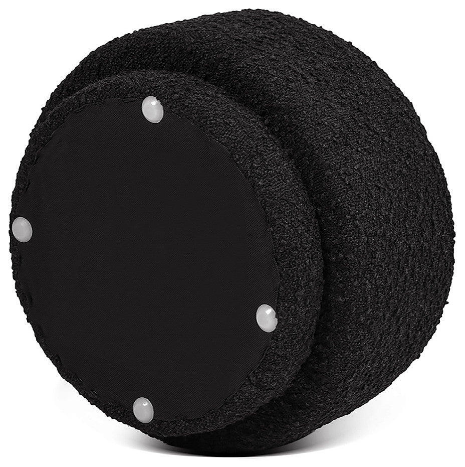 Fuji 15" Mushroom Footstool Ottoman, Ebony Black Boucle