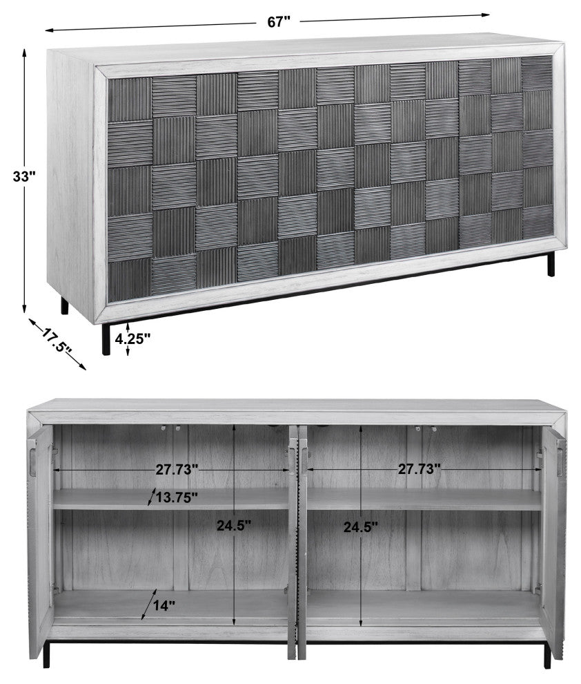 Uttermost Checkerboard 4 Door Gray Cabinet