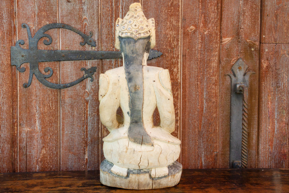 Antique Rangoon Bleached Kneeling Buddha