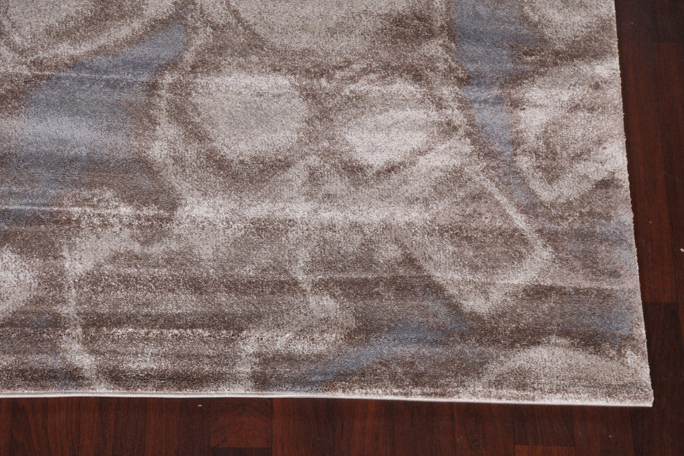 Turkish Abstract Brown Transitional Oriental Rug Contemporary Carpet 8x10