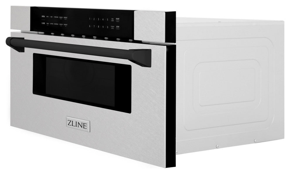 Microwave Drawer, DuraSnow Stainless Steel and Matte Black, MWDZ-30-SS-MB