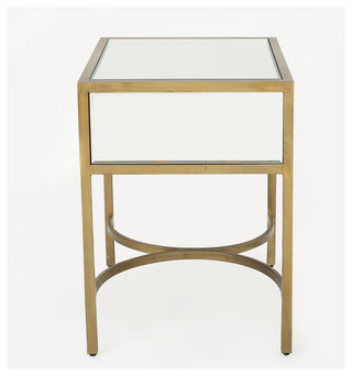GDF Studio Siryen Modern Mirror Finished Side Table With Gold Iron Accents