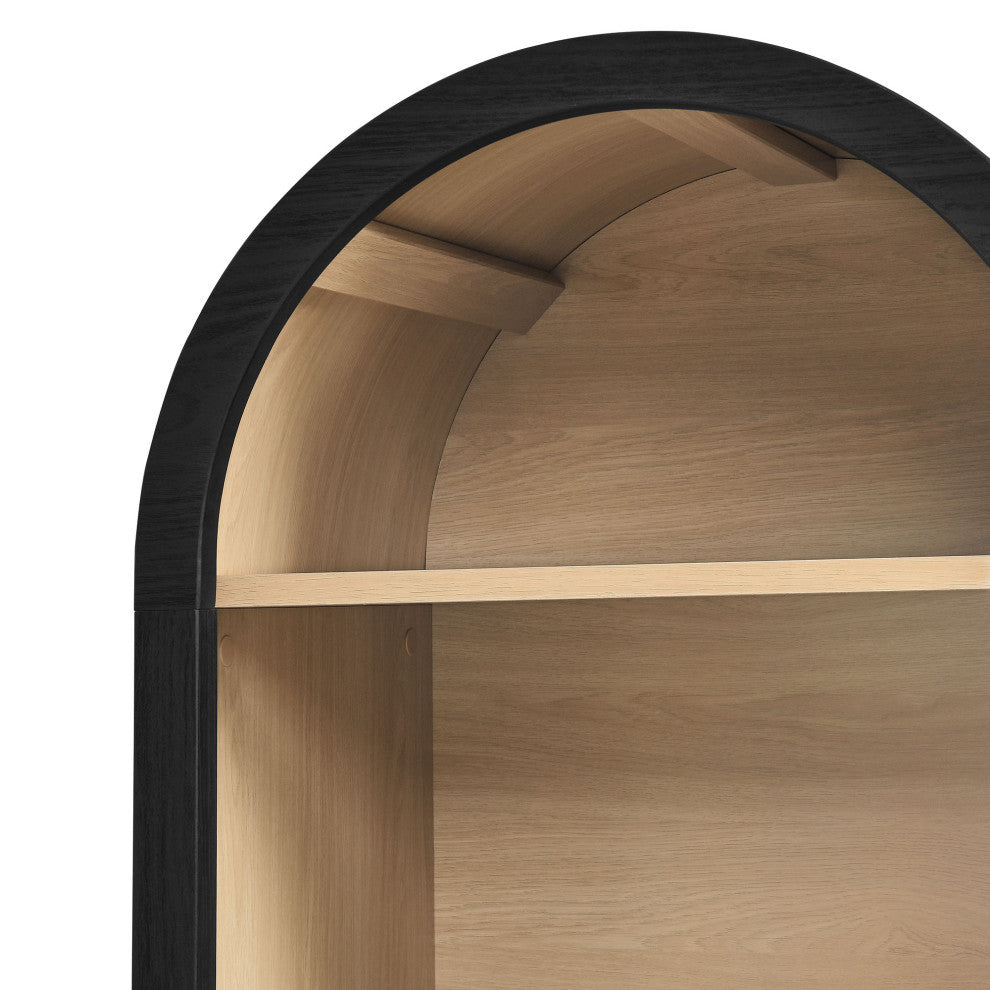 Evie Arched Narrow Bookcase Display Cabinet, Black