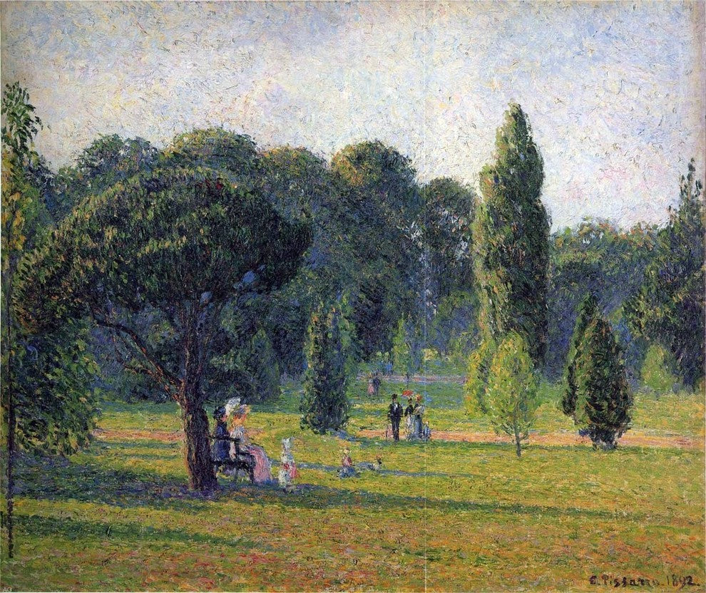 Camille Pissarro Gardens At Kew Sunset, 20"x25" Wall Decal Print