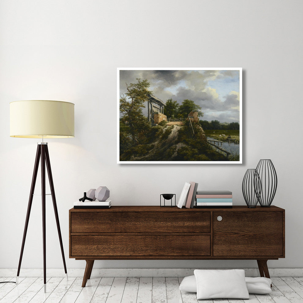 "Bridge with a Sluice" Digital Paper Print by Jacob van Ruisdael, 50"x38"