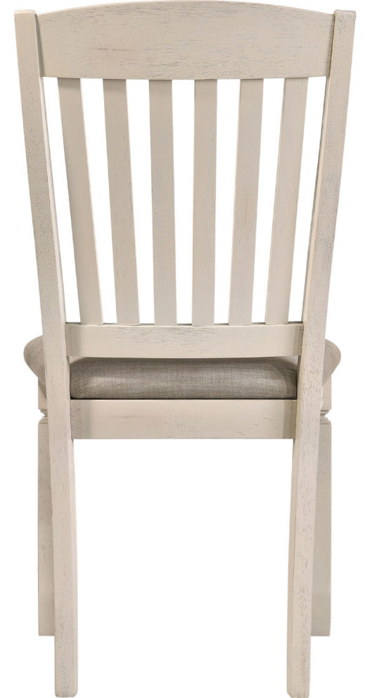 Set of 2 Tan Fabric Side Chair, Cream Finish