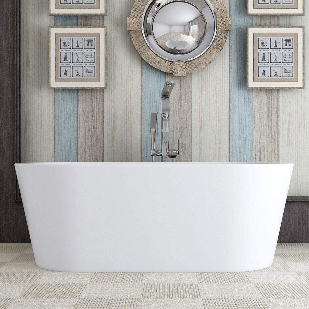 Vanity Art Freestanding Acrylic Bathtub, White, Large