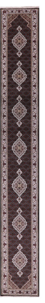 2' 7" X 20' 2" Runner Persian Tabriz Wool and Silk Hand Knotted Rug Q5979