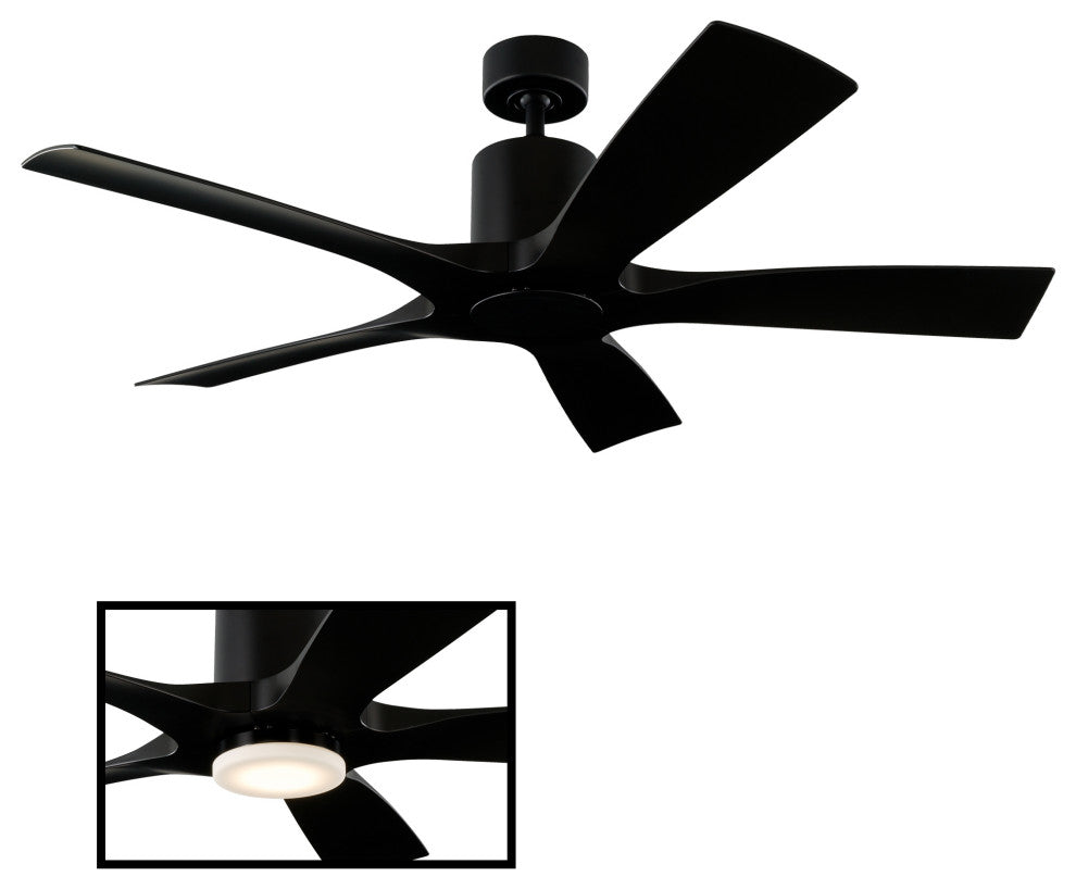 Aviator Indoor/Outdoor 5-Blade Smart Ceiling Fan, 54", Matte Black, Wall Control