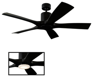 Aviator Indoor/Outdoor 5-Blade Smart Ceiling Fan, 54", Matte Black, Wall Control