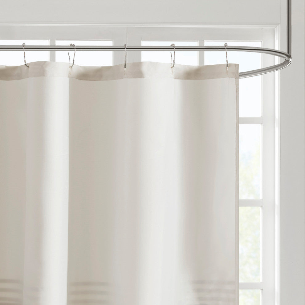 510 Design Ramsey Embroidered Microfiber Shower Curtain, Neutral