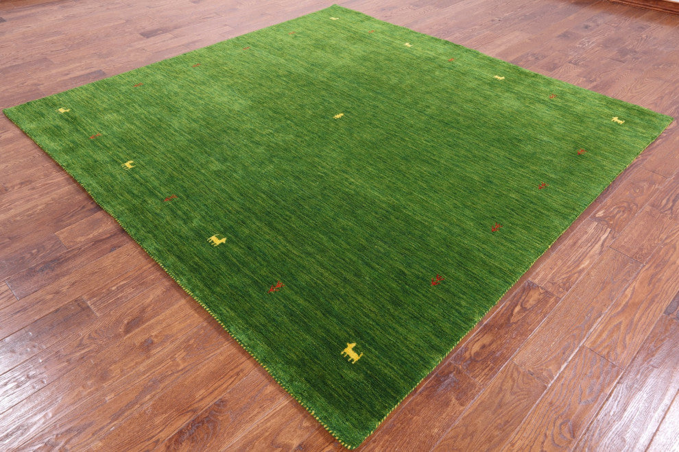 8' Square Persian Gabbeh Hand-Knotted Rug - Q4298