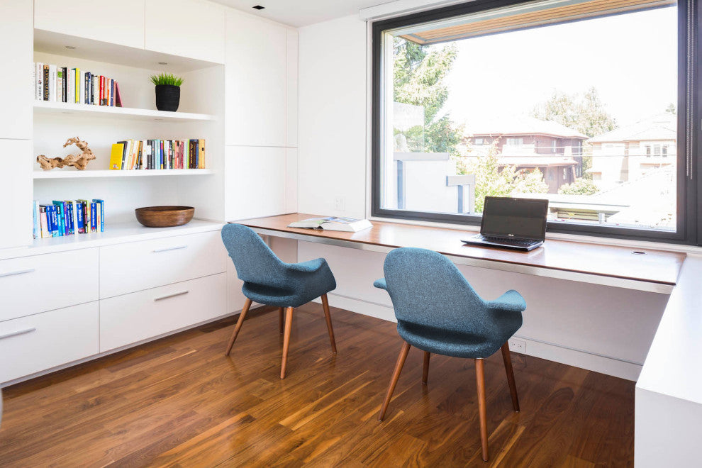 Designer Modern Upholstered Fabric Dark Wooden Leg Living Room Dining Chair, Blue