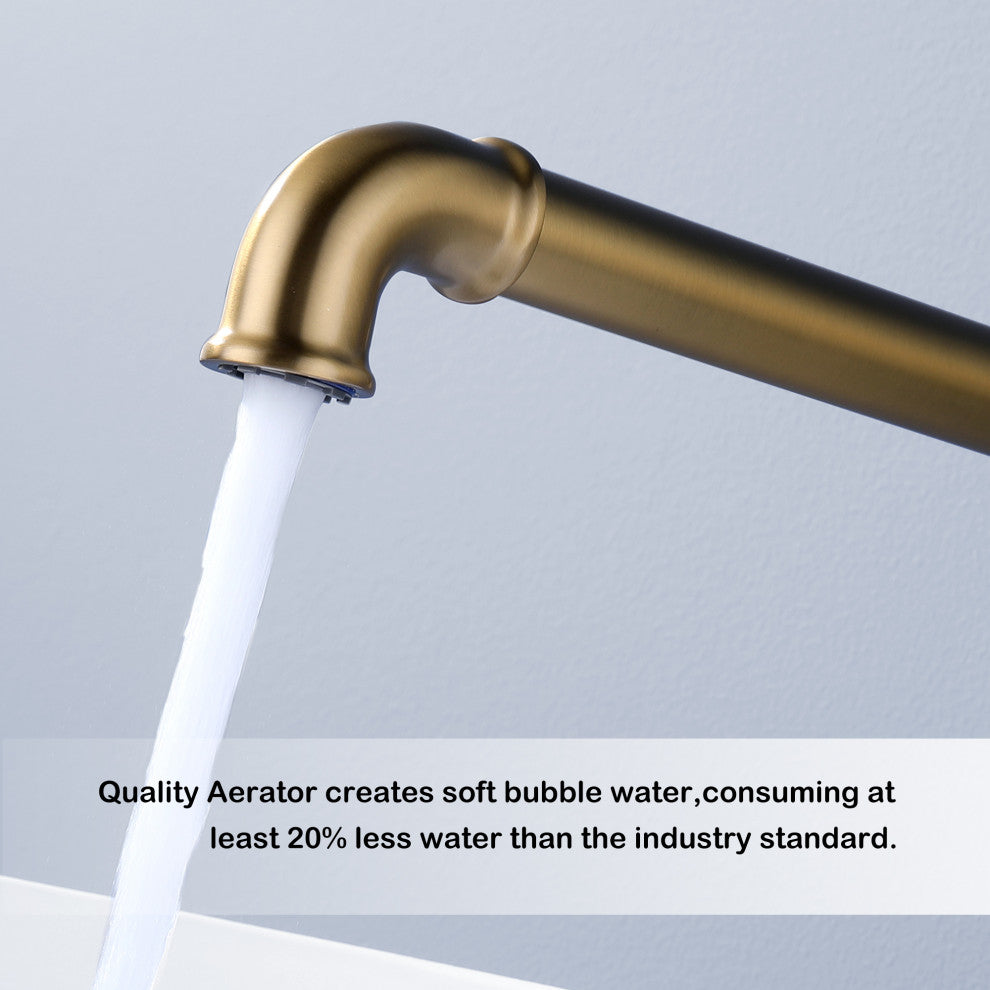Wall Mounted Single Handle Bathroom Faucet, Brushed Gold