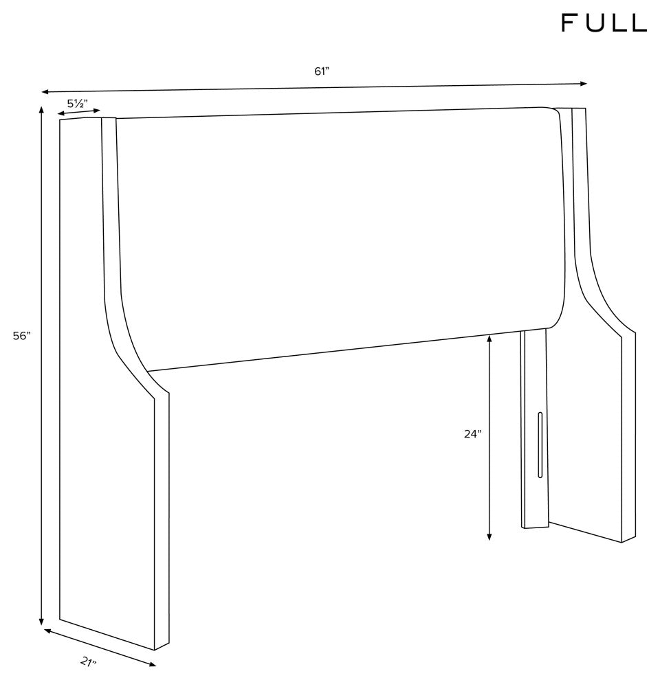 Fully Upholstered Wingback Headboard, Zuma Linen, Full