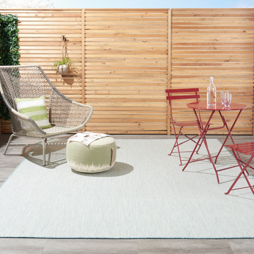 Nourison Courtyard 7' x 10' Ivory Aqua Modern Area Rug