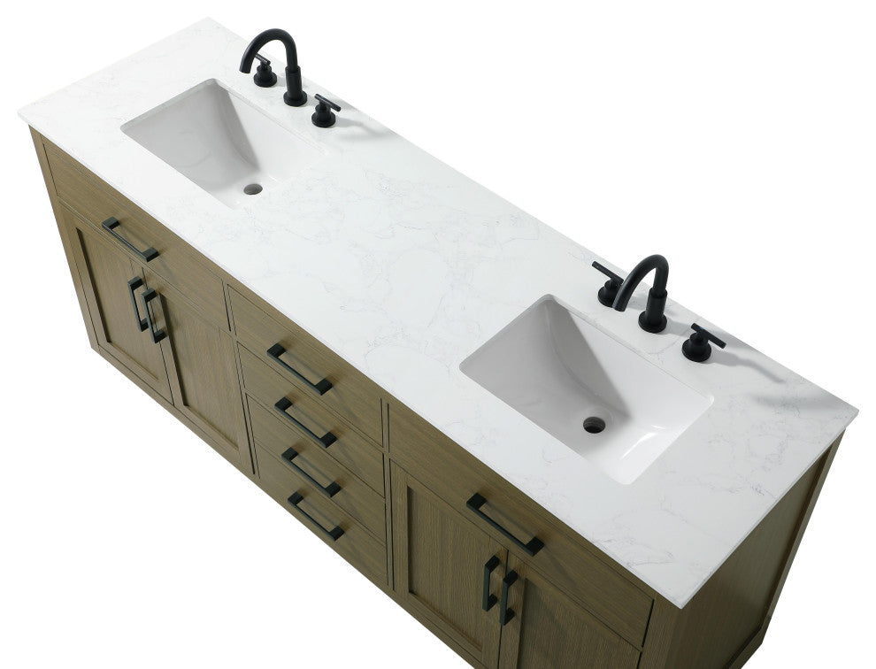Home Living 72" Double Bathroom Vanity, Chestnut Brown