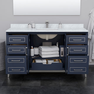 Marlena 60" Dark Blue Single Vanity, Top, Nickel Trim