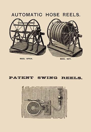 Automatic Hose Reels and Patent Swing Reels - Gallery Wrapped Canvas Art 28 x 42
