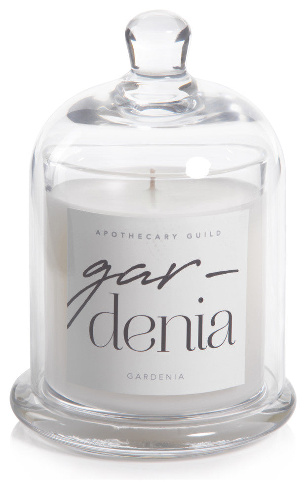 Gardenia Scented Candle Jar With Glass Dome