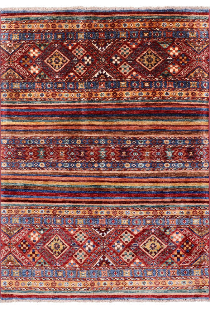 Khorjin Super Kazak Handmade Wool Rug 4' 0" X 5' 8" Q5363