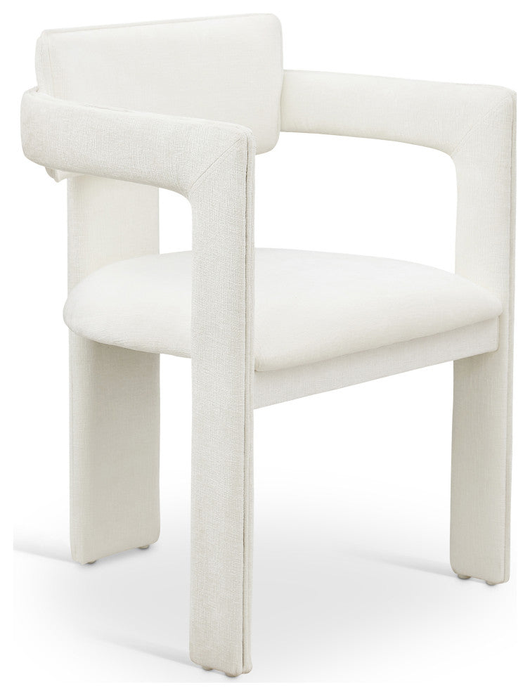 Brenda Upholstered Dining Chair, Cream, Chenille Fabric, Set of 2