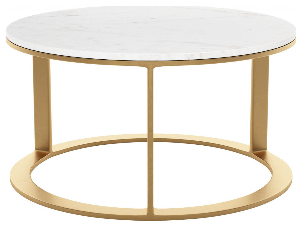 Helena Marble Coffee Table White and Gold