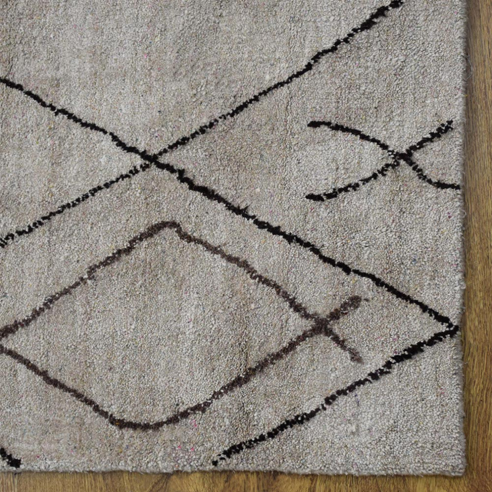 HAND KNOTTED LOOM SILK AREA RUGS-5'x8',Rectangle,Beige Brown,Contemporary