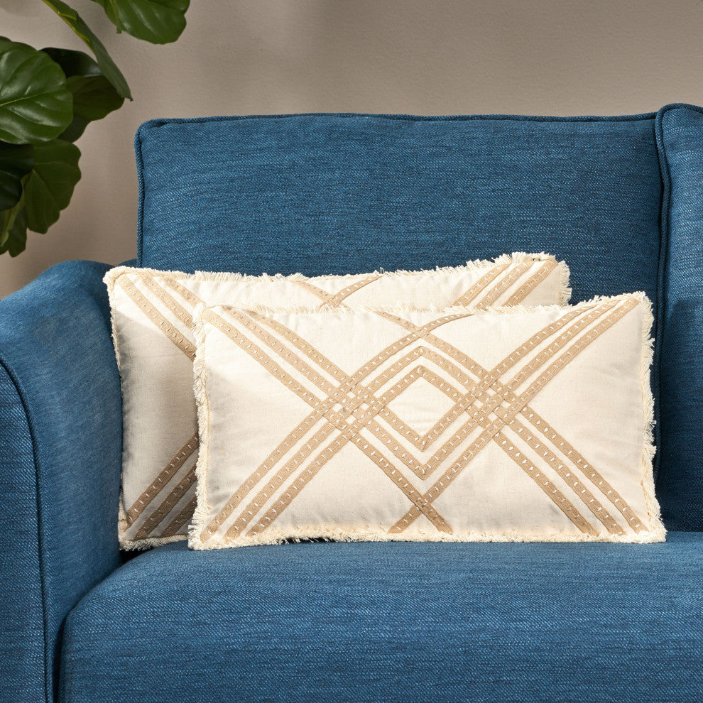 Gaston Boho Handcrafted Fabric Pillow Cover, Set of 2