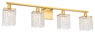 Brass Finish And Clear Crystals 4-Light Wall Sconce