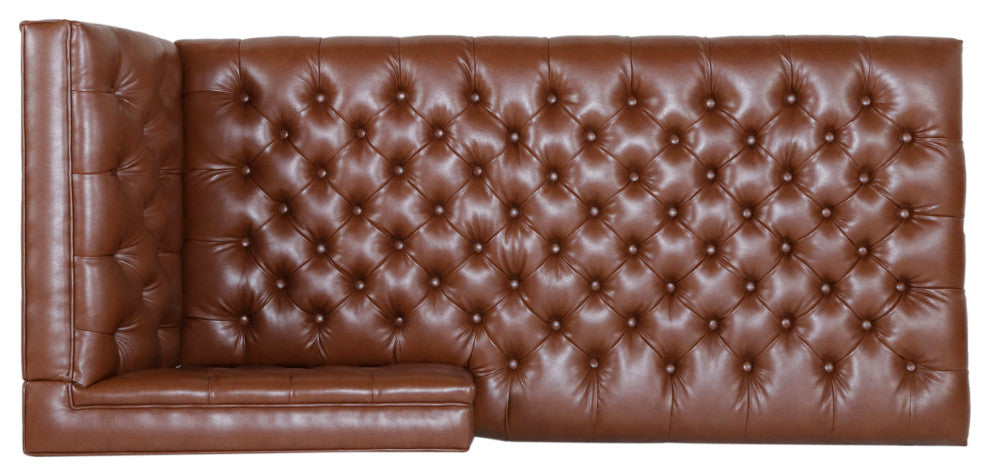 Bluffton Contemporary Tufted One Armed Chaise Lounge, Cognac + Silver