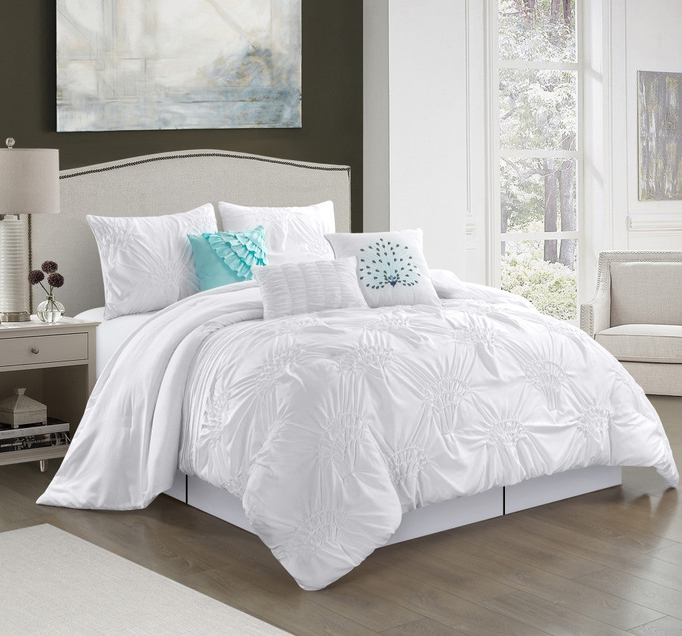 Erasmus 7-Piece Comforter Set, White, Queen